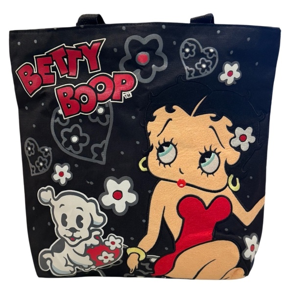 Betty Boop Handbags - Betty Boop Pudgy Heart Floral Tote Bag Vintage